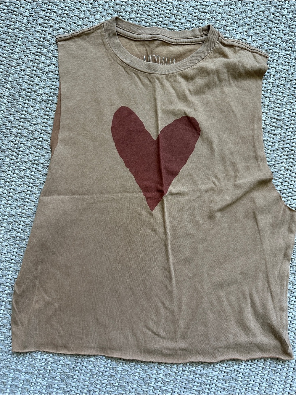Migdalia Brown Tank Top with Maroon Heart Graphic